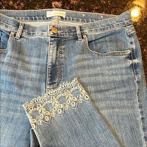 Loft Skinny Crop Floral Hem Jeans